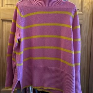 Free Assembly Striped Cowl-Neck Sweater in Pink and Yellow